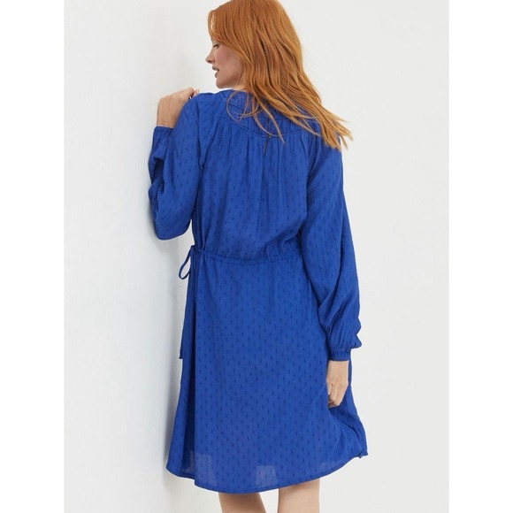 Fatface Taylor Knee Length Bright Royal Blue‎ Viscose Dress 10 - Picture 2 of 12
